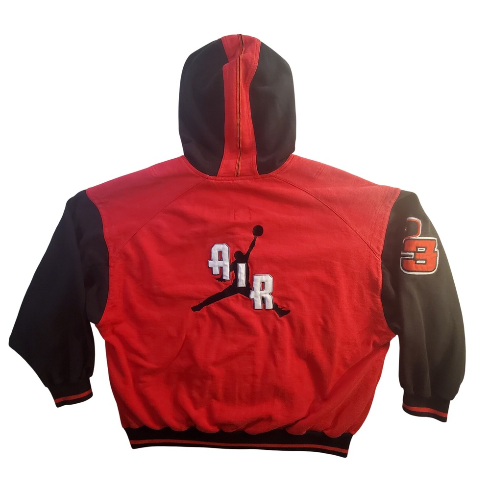 Vintage Nike Jacket XL Red Jordan Jumpman 23 Patch Hooded Varsity Coat Men's 90s